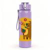 1PC Colorful Cartoon Dog Circle Print 750ml Color Plastic Sports Water Bottle Leakproof Flip Straw Lid For Sports Office Home Use
