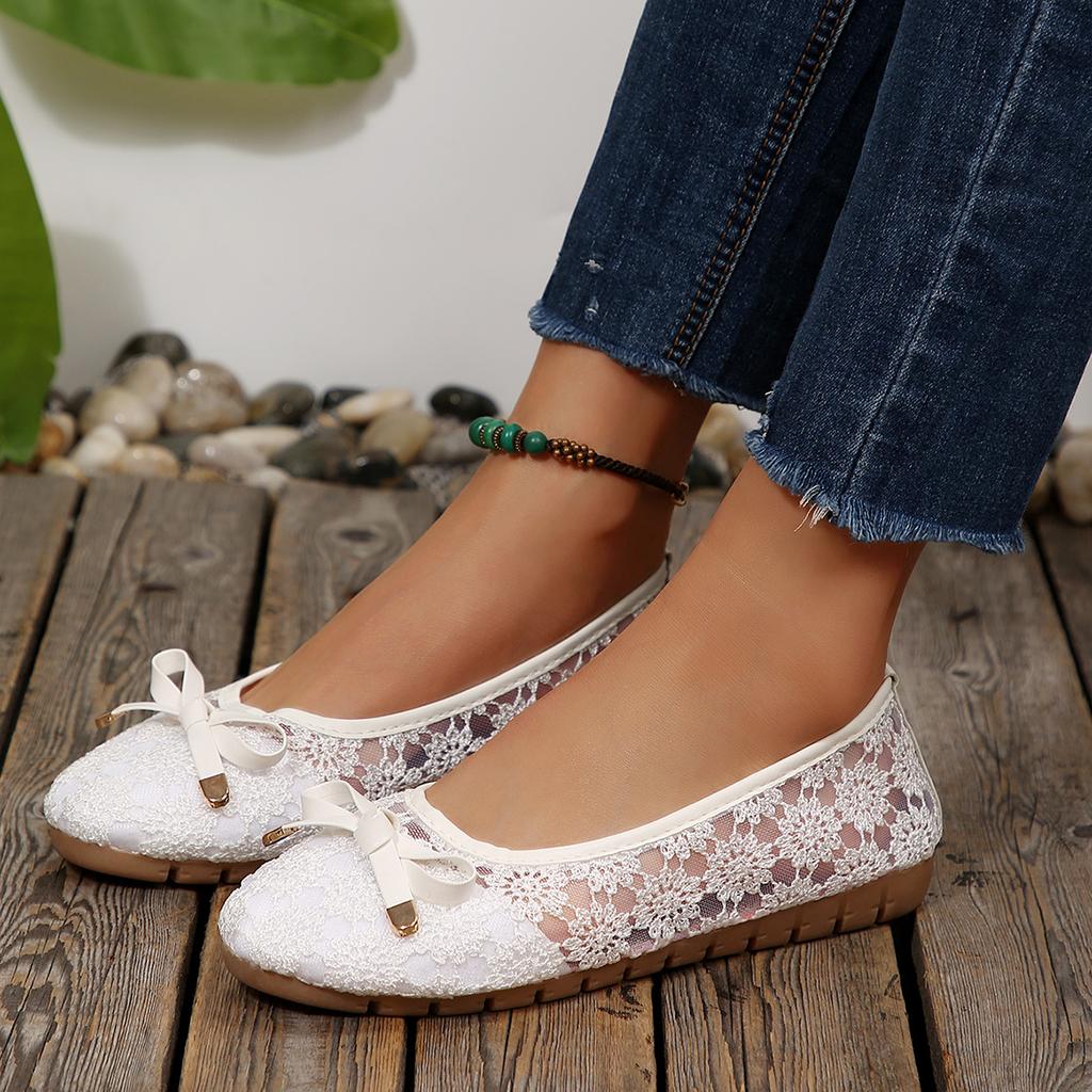 New Women Flats Shoes Ballet Flats Bow-Knot Women Sandals Slip on Cut Outs Flat Hollow Summer Sandals Zapatos De Mujer