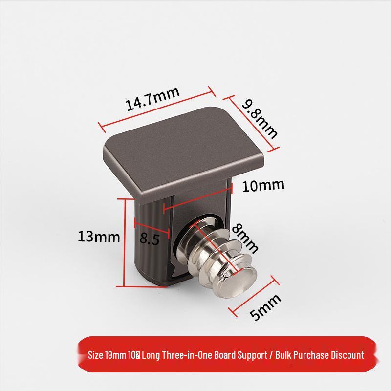 Minimalist Gunmetal Gray 3-in-1 Shelf Bracket & 12mm Cabinet Connector