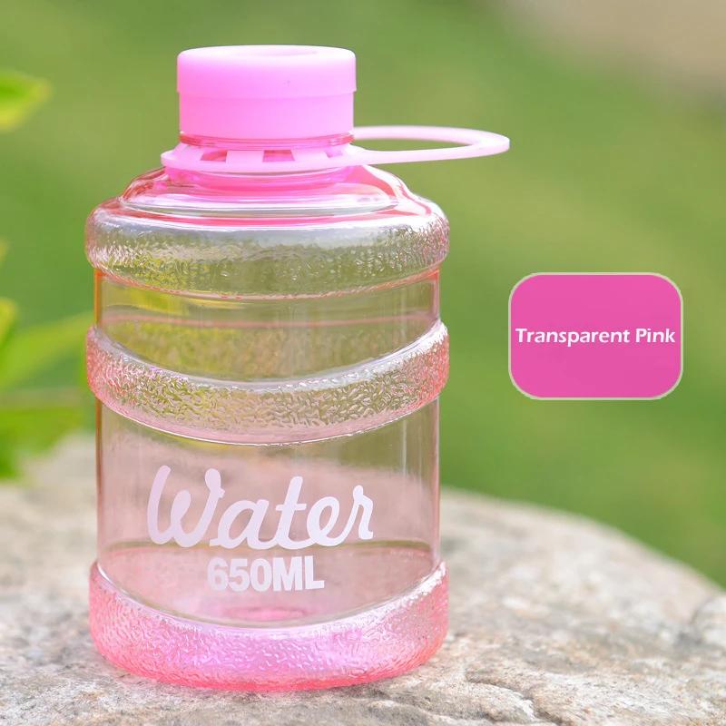 650ML Cute Water Bottle Mini Bucket Plastic Bottle Outdoor Sport Drinking Water Bottles Portable Large Capacity Cup Gym Hiking