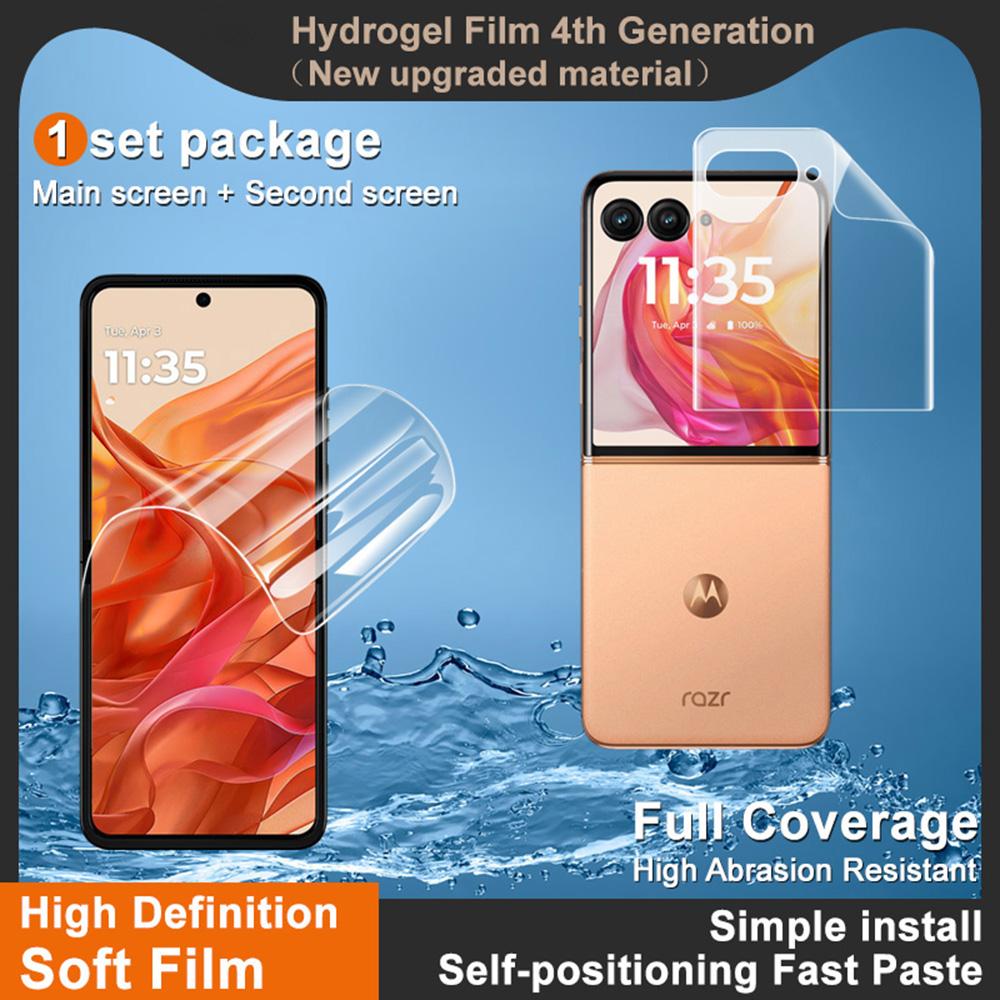 IMAK Hydrogel Film 4th Gen for Motorola Razr 50 Ultra 5G/Razr+ 2024 5G 1 Set TPU Screen Film (Front Screen+Rear Screen)