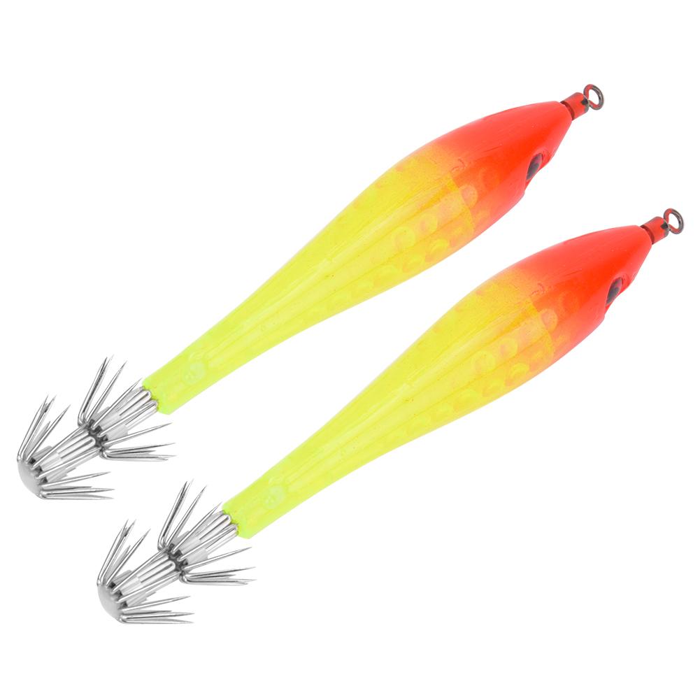 5Pcs Luminous Squid Jigs Hook Fishing Lures Baits Tackle for Sea Fresh Waterred Head Light Green