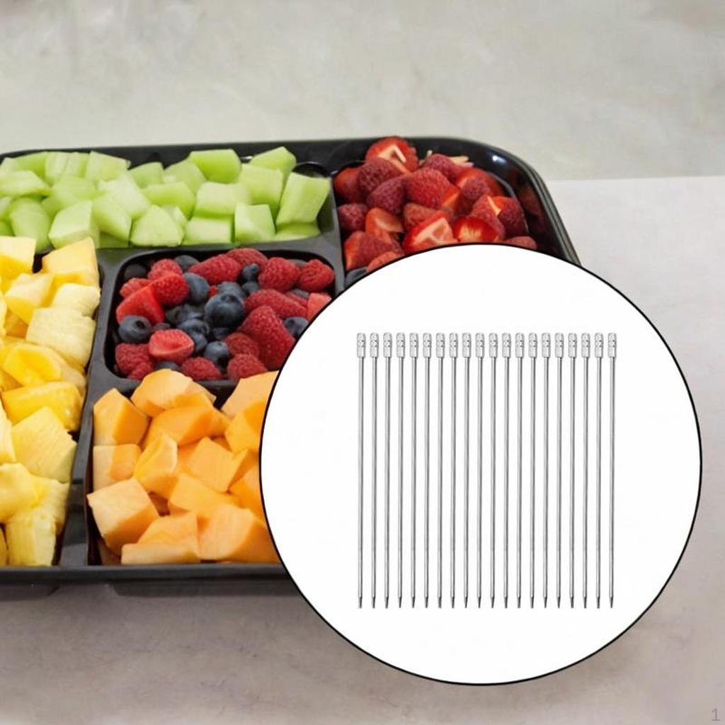 20 Pieces Cocktail Picks Fruit Skewers Creative Stainless Steel Sticks for Dessert