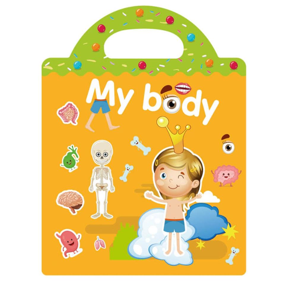 Kinder Tragbar Ruhig Beschäftigt Paste Ein Buch DIY Wiederverwendbare Stickerbücher Mehrere Szenen Blasensticker Gelee-Paste Sticker Spielzeug