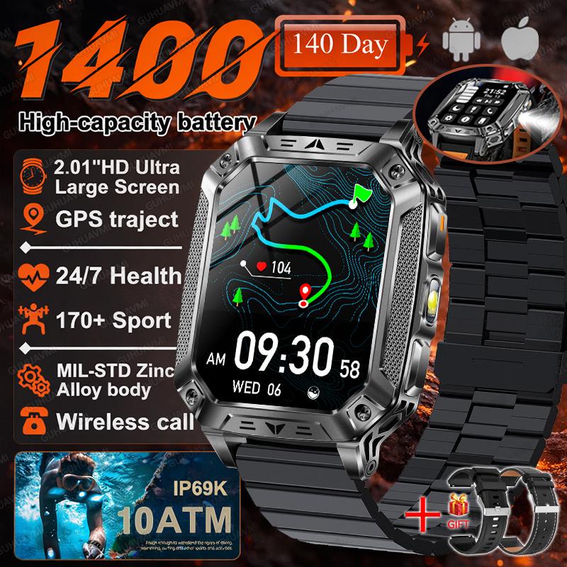 New 1400mAh Battery Smart Watch GPS Path Bluetooth Call 10ATM Waterproof Swim Sport Run Hiking Outdoors Military Smartwatch