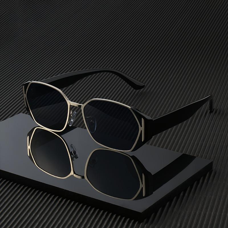 

Стильные безободковые очки унисекс черного и золотистого цвета - Легкая металлическая и ацетатная оправа, идеально подходящая для музыкальных фестивалей