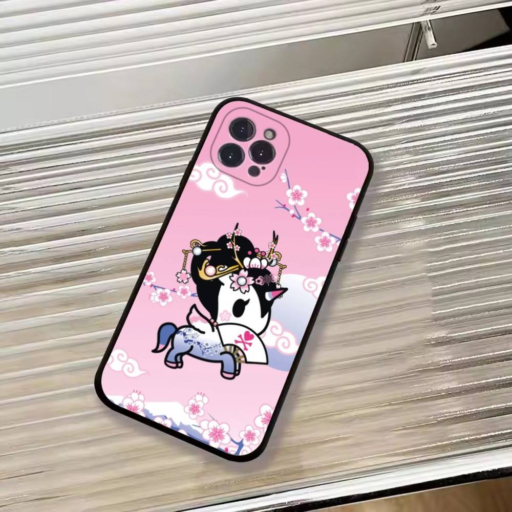 Japan T-Tokidokis Phone Case For iPhone 17,16,15,14,13,12,11 Plus,Pro Max,XS,Soft Silicone Black Cover