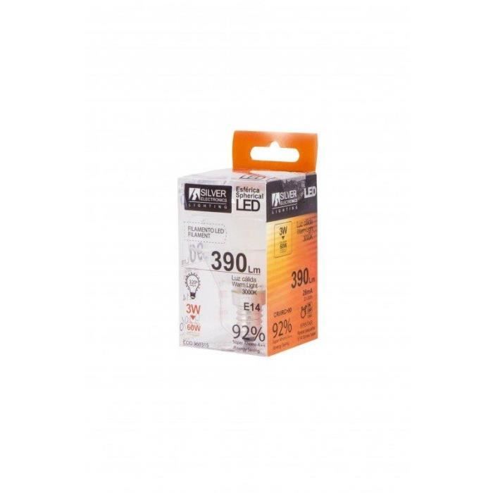 Ampoule LED - SILVER ELECTRONICS - E14 - 3W - 3000K - Sphérique - Blanc Chaud
