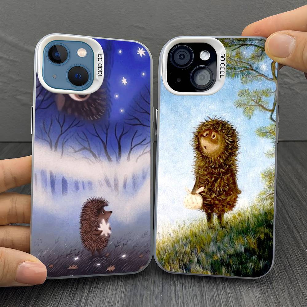 Bright Hedgehog In The Fog Silver Plated Inside Phone Case For iPhone 17 16 15 14 11 12 13 Pro Max Plus X XR XS Max Colored