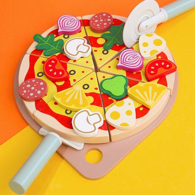 Dzieci Zabawka do krojenia pizzy Drewniany zestaw do pizzy Zabawa w udawanie Akcesoria kuchenne Zabawka z jedzeniem do zabawy Prezenty dla chłopców i dziewczynek