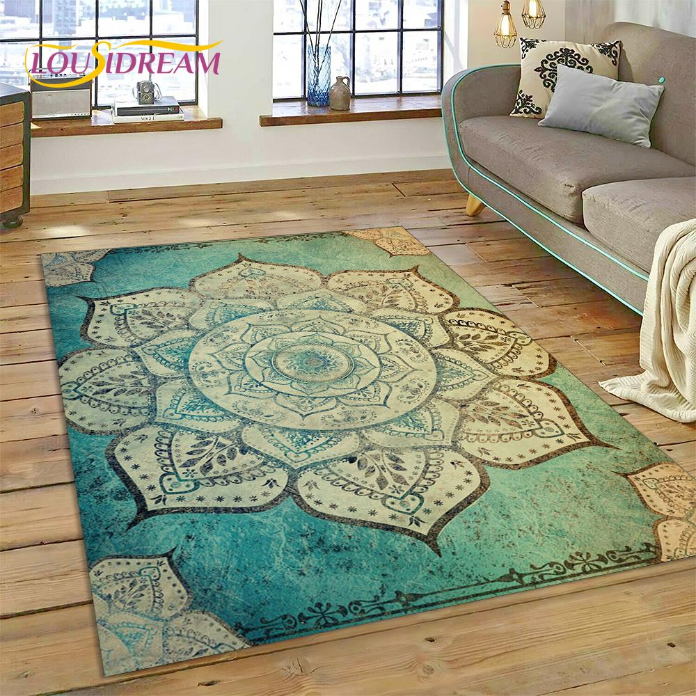 Meditace Mandala Bohemia Duch Přírody Jógový Koberec Kobereček pro Domácí Obývací Pokoj Ložnici Pohovku Dekorace, Oblastní Koberec Protiskluzová Podložka