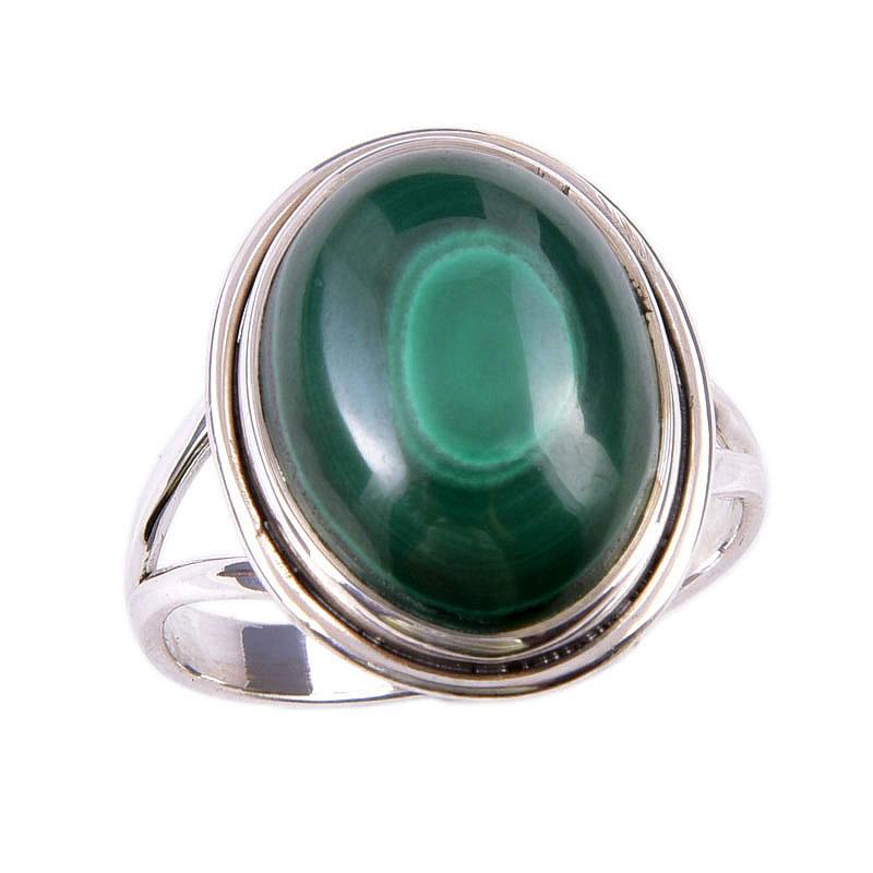 Natural Malachite Gemstone 925 Solid Sterling Silver Jewelry Ring Size 9 d7B21