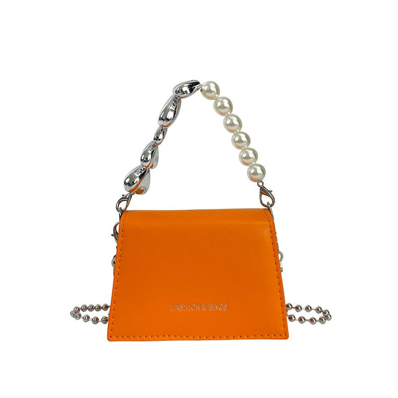 

This year s popular bag new 2025 small fragrance pearl handbag women s shoulder crossbody chain small square bag pu помаранчевий