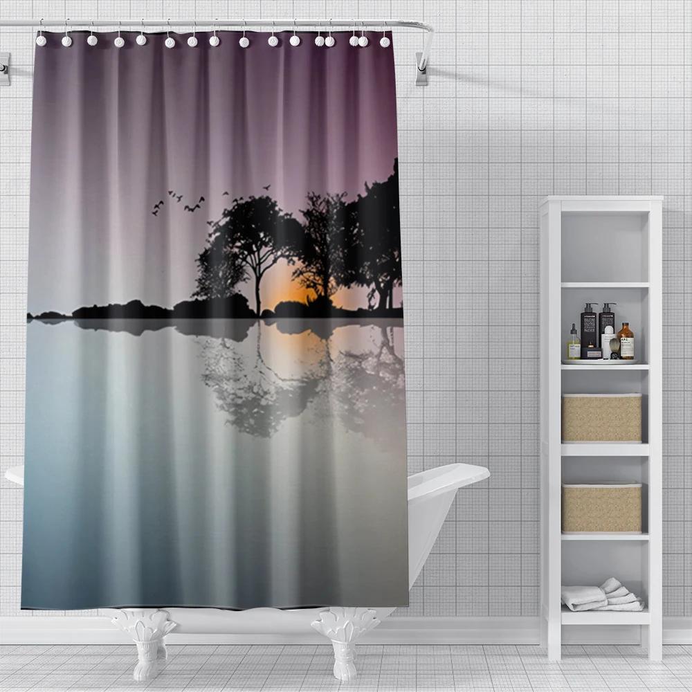 Home Shower Curtains for Bathroom Landscape Animals Waterproof Fabric Bathroom Curtains Modern Shower Curtain 180x200 240x200