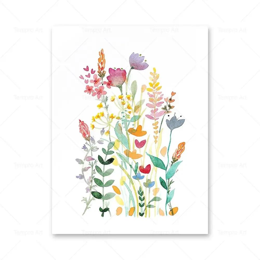 Watercolor Wildflower Flower Poster Colorful Floral Prints Plant Wall Art Canvas Painting Wall Pictures for Living Room Decor