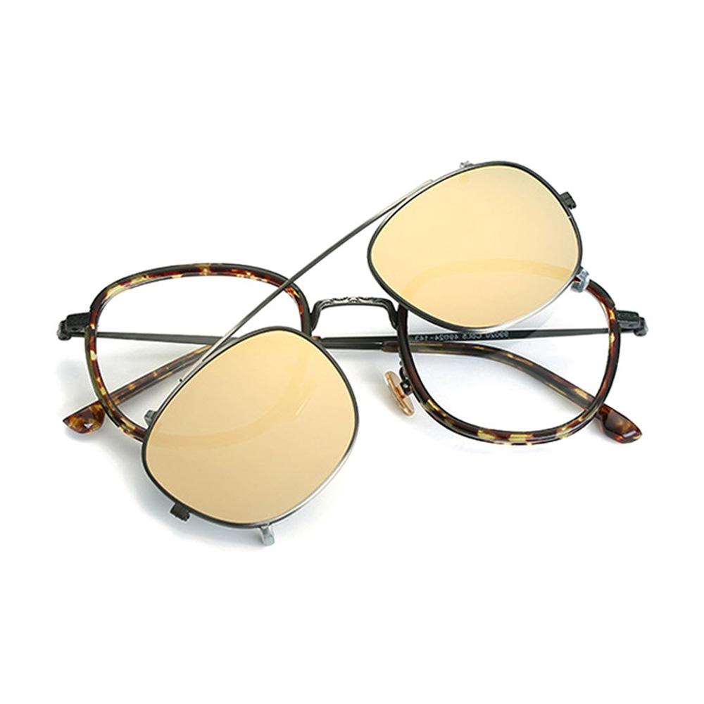Lingkeonpeuleim Lfs99020_Havana Mirror Clip-On Polarized Sunglasses