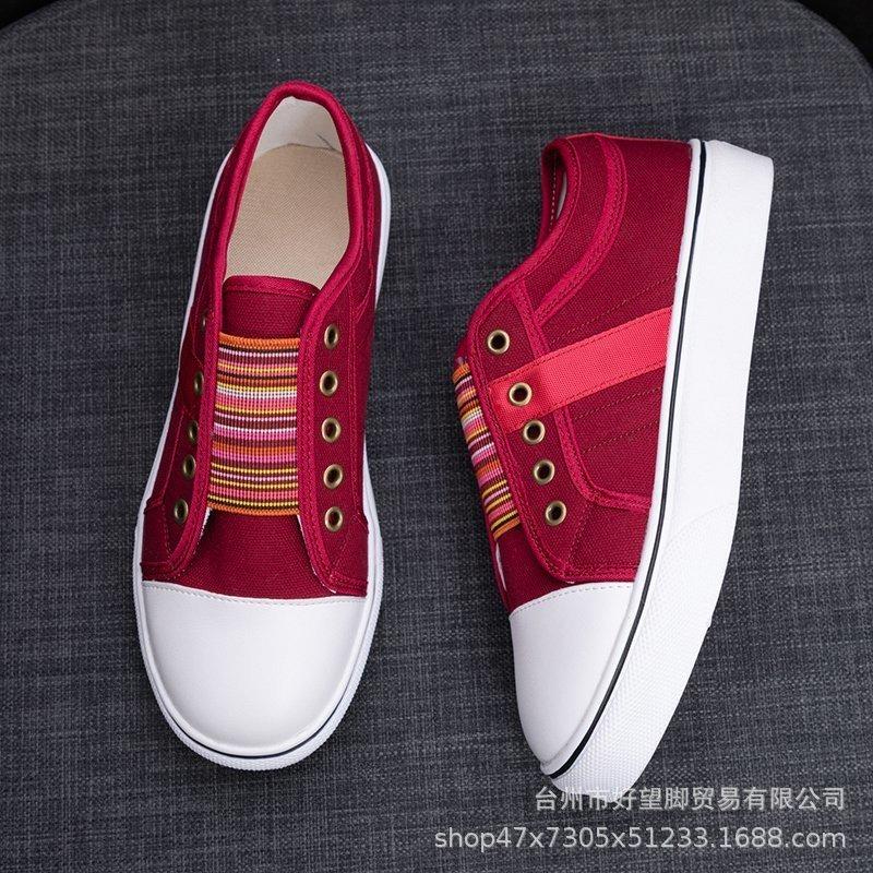 New Round Head Color Elastic Single Shoes Women's Flat-soled Large-size Women's Shoes