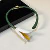 Vintage Flowers Jewelry Set Glazing Floral Enamel Bracelet Chic Calla Choker Necklace  Vacation