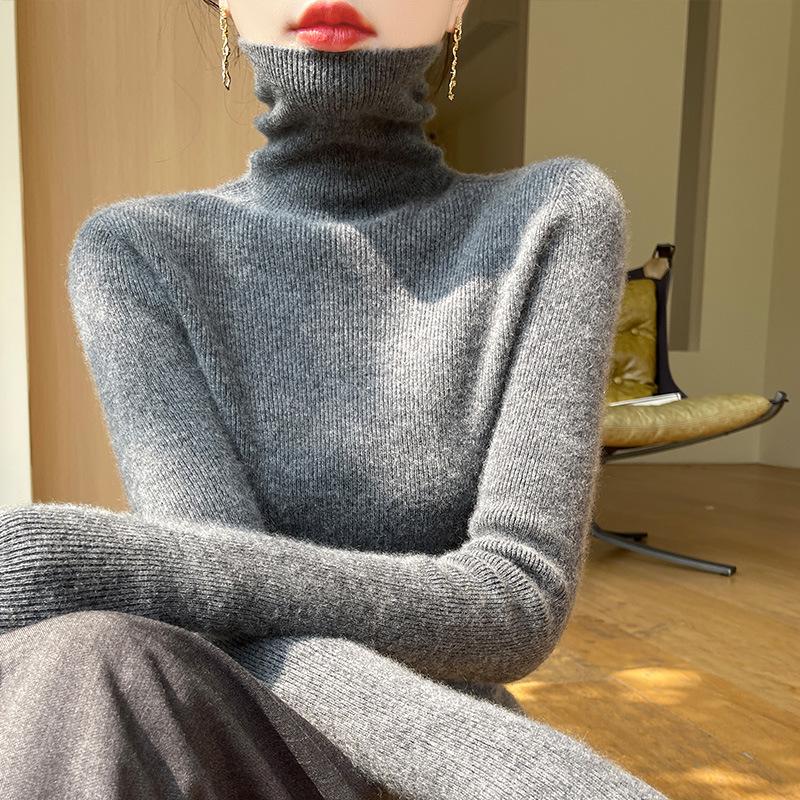 Women's Turtleneck Slim Fit Pullover Knit Sweater, Long Sleeve, Autumn/Winter Collection