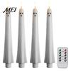 Décorations d'Halloween à piles Fantôme Bougies Coniques Sans Flamme, Lumière de Bougie Vacillante avec Veilleuses de Forme Unique Télécommande, Cire Véritable 3D
