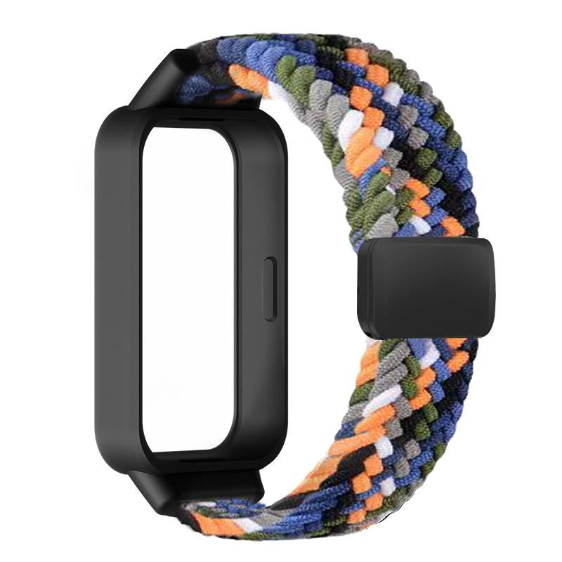 Pulseira Trançada+Capa de PC para Xiaomi mi band 9 8 active acessórios esportes magnético Pulseira de Nylon correa+Capa para Redmi band 3 2