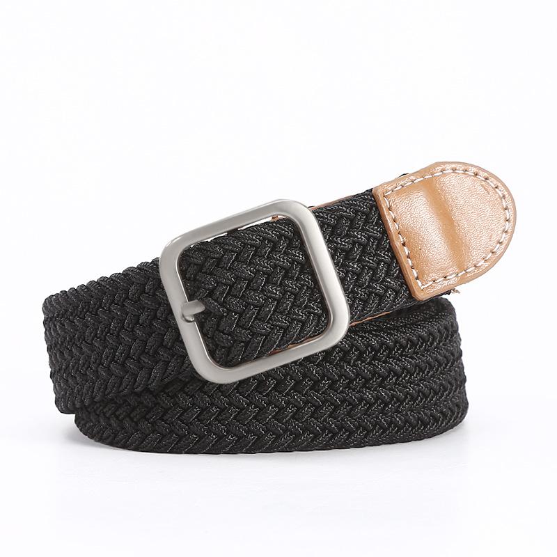 

Мужской эластичный тканый ремень, женский эластичный холст, ремень унисекс с пряжкой 110cm чёрный
