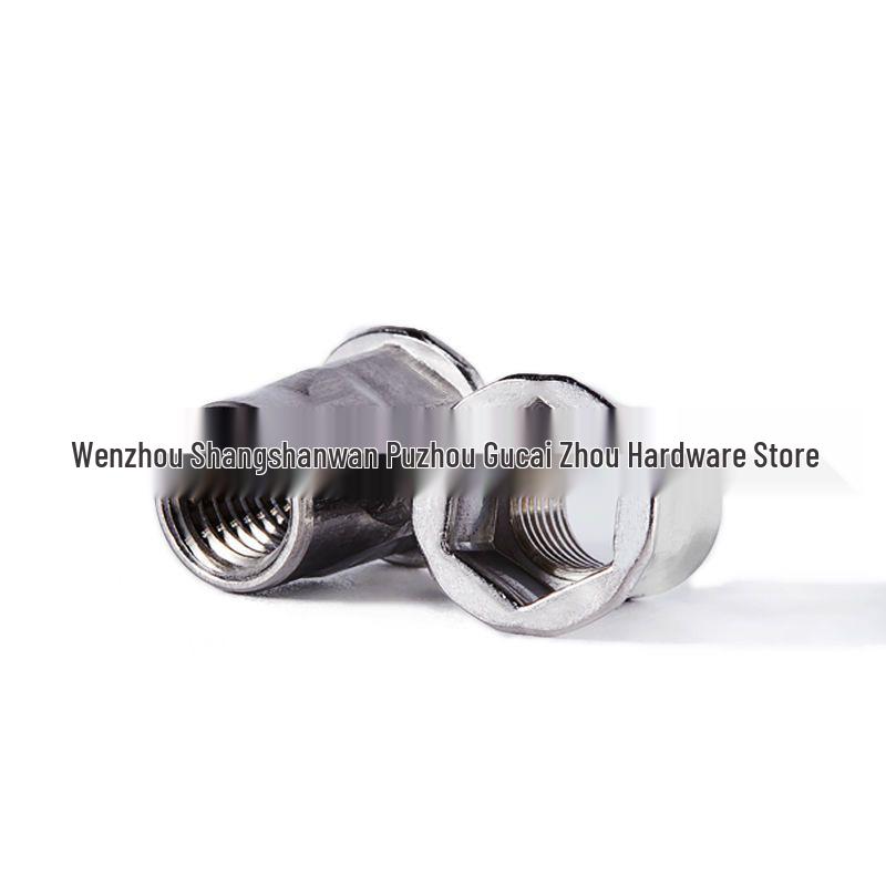 304 Stainless Steel Inner/Outer Hex Rivet Nut, Flat Head, Countersunk, Half Hex, M3-M12