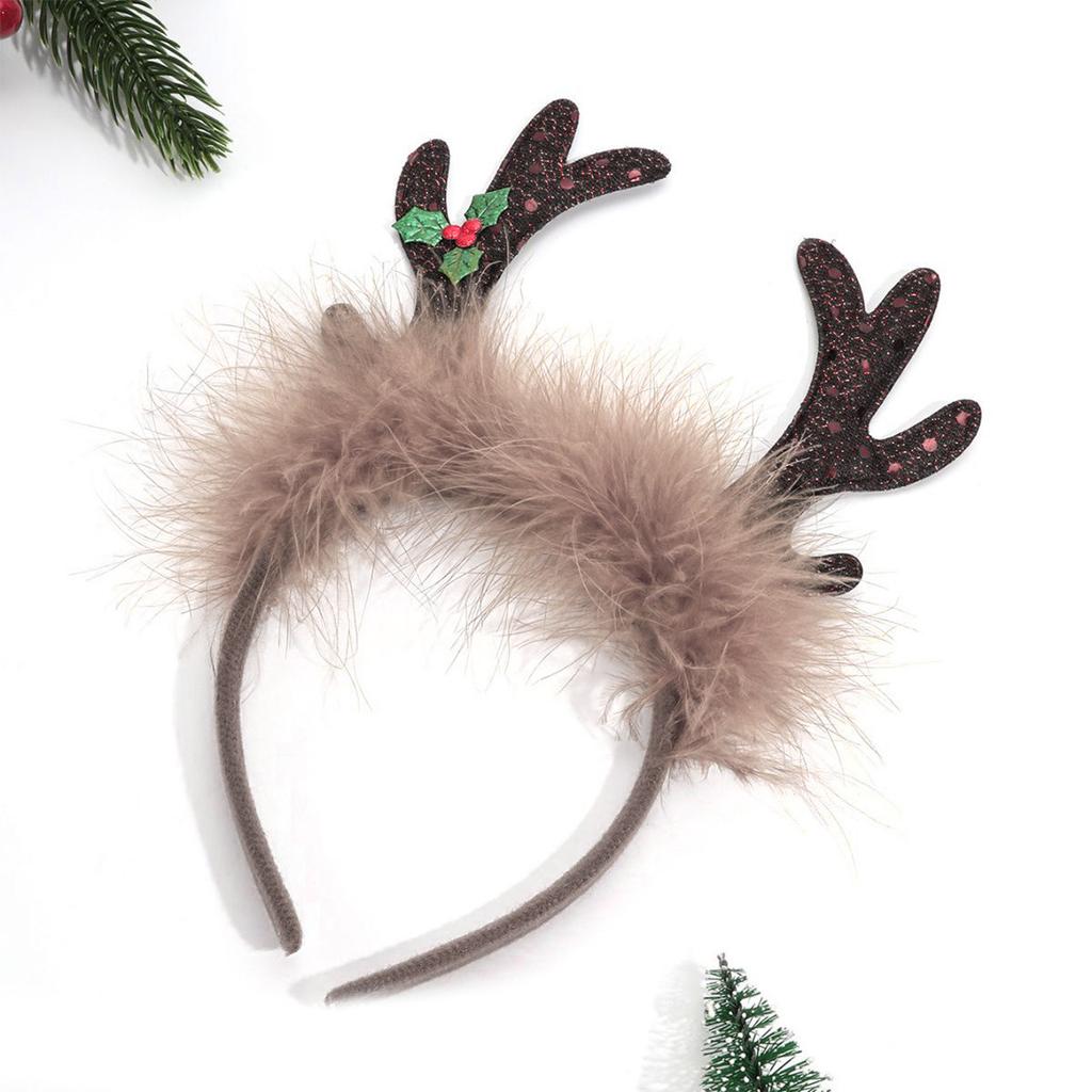 Soft Reindeer Antlers Headpiece Adjustable Size For Family Christmas Party Costume Dressing Up Photo Booth Props