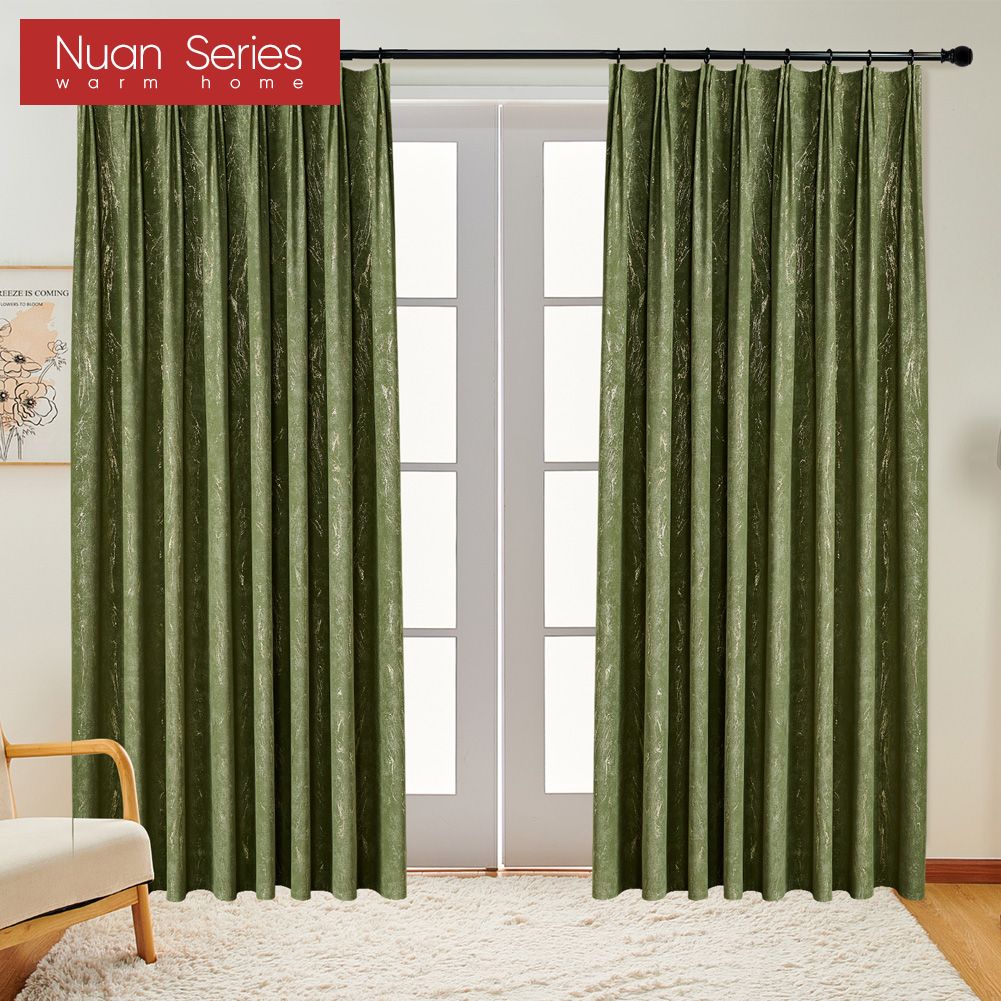 1PC Modern 70-80% Shading Degree Hot Stamping Process Velvet Blackout Curtains for Living Room Bedroom Home Decor Nuan Series