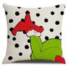 Green-haired Monster Pillow Cover Linen Christmas Pillow Cover Living Room Sofa Lumbar Cushion Cover