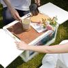 Lightweight Outdoor Table Portable Folding Camping Table with Storage Box Wheels for Outdoor Picnic Beach Campsite Organization
