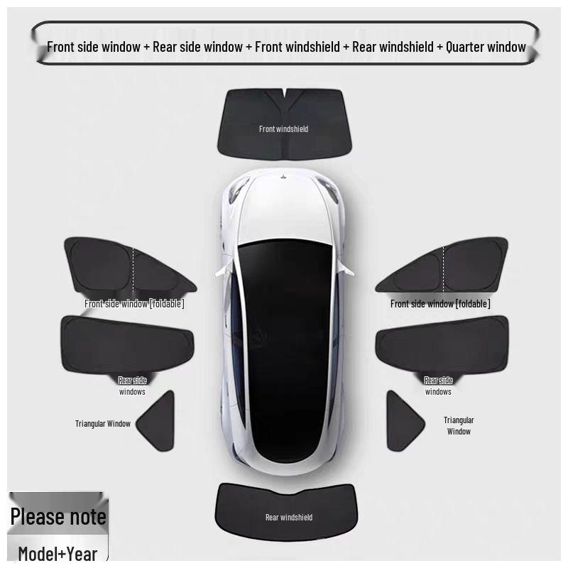 Tesla ModelY Camping Privacy Sunshade Curtains for Side Windows - Blackout & Insulation