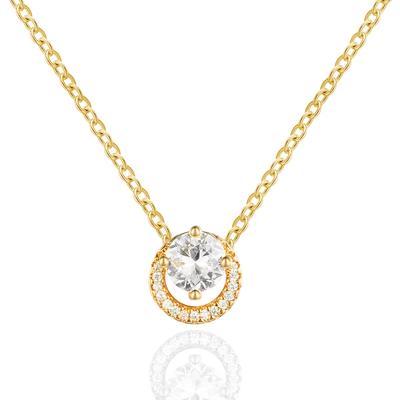 Sparkling Round Halo Pendant Collier Necklace Femme 925 Sterling Silver Clear CZ Necklaces for Women Original Jewelry Colares