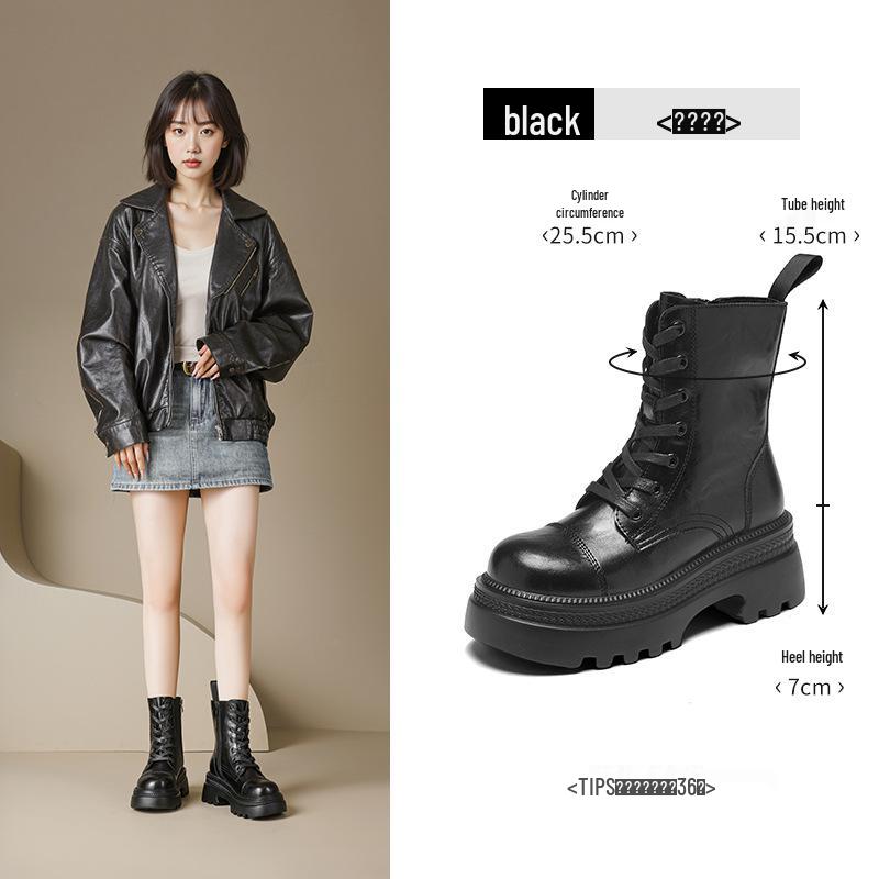 

Женские коричневые ботинки Martin от Augusden - Осень 2025, на толстой подошве, в стиле вестерн, с присборенным голенищем 36