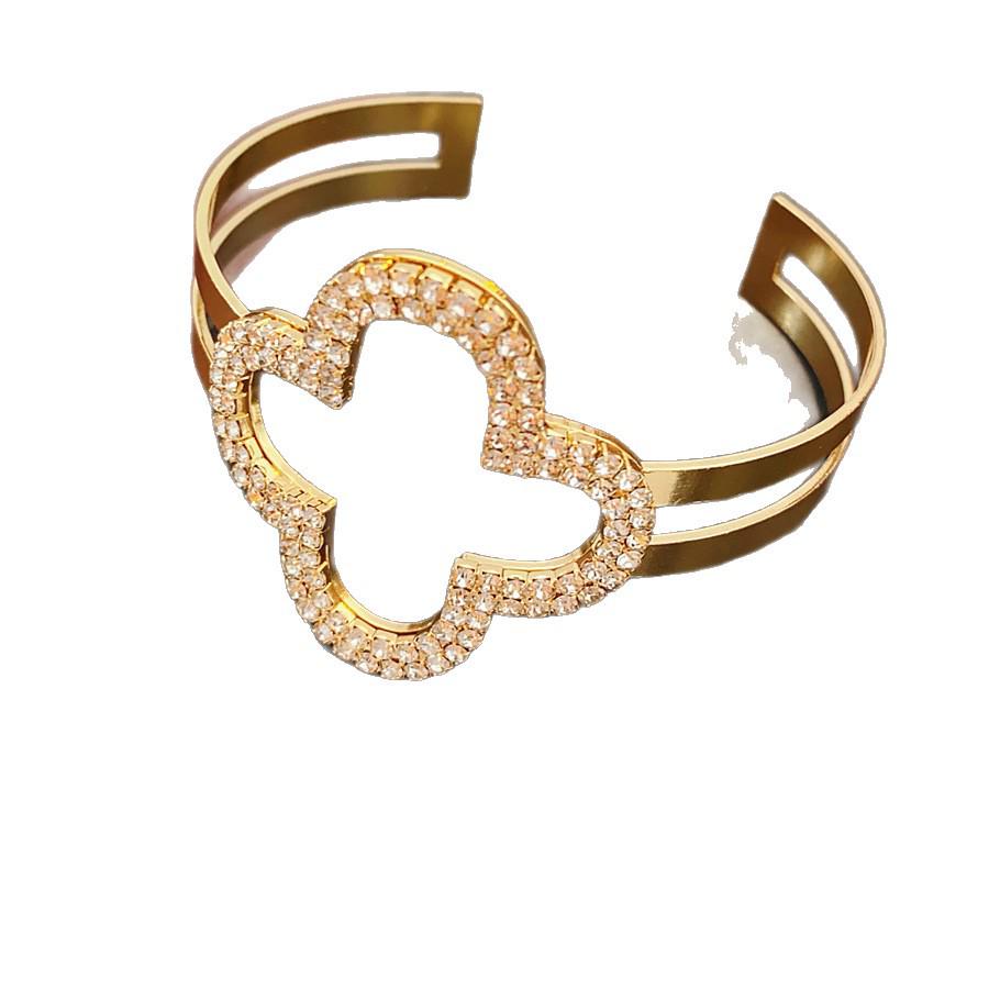 Elegant Multi-Layered Diamond Inlaid Open Bangle: Light Luxury Fashion Bracelet for Women
