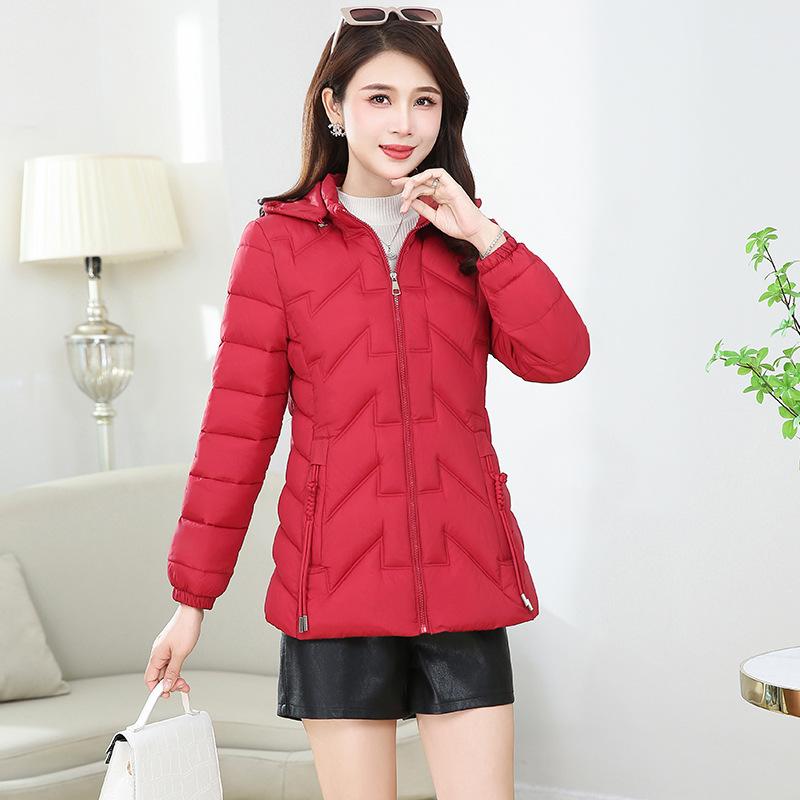 Casaco Acolchoado de Penas Feminino Curto Inverno Estilo Ocidental Casaco Acolchoado Leve Casaco Acolchoado para Mãe Casaco Emagrecedor