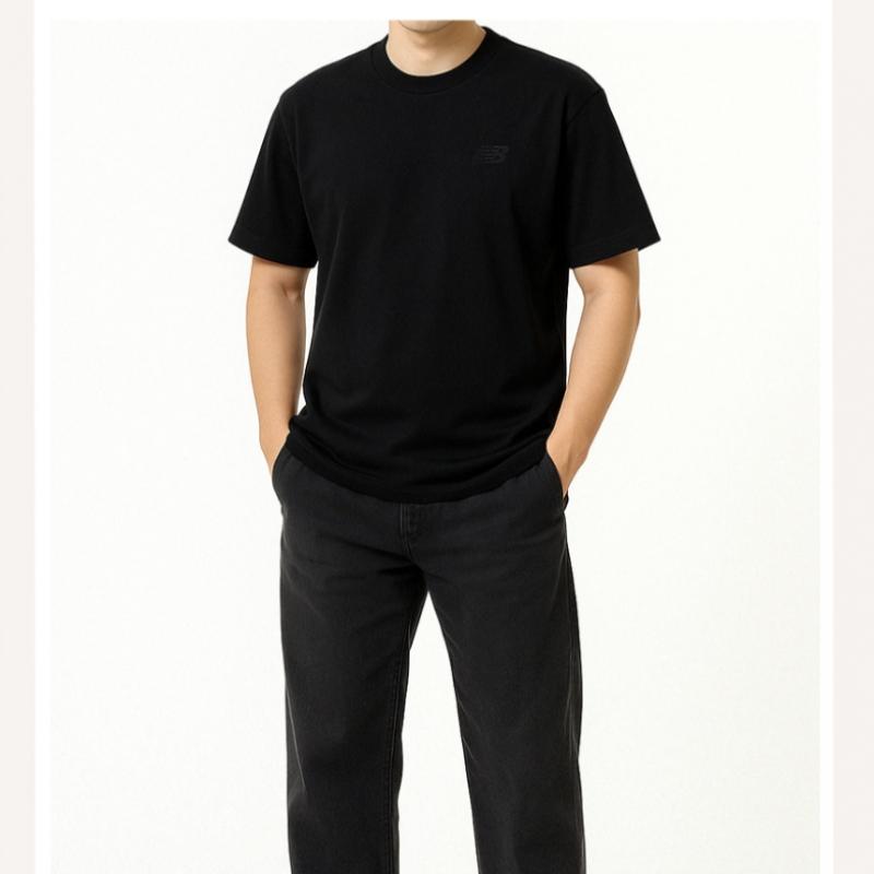 New Balance EmboSSed Logo Men S Short Sleeve Tee Black Mt43503 Bk