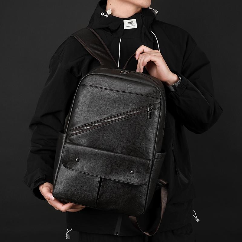 Rucsac PU pentru bărbați, multifuncțional, pentru afaceri, călătorii, capacitate mare, ghiozdan școlar pentru studenți