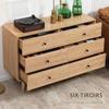 Chest Of 6 Drawers Storage Furniture With Solid Wood Legs 120 X 40 X 80 Cm Light Brown