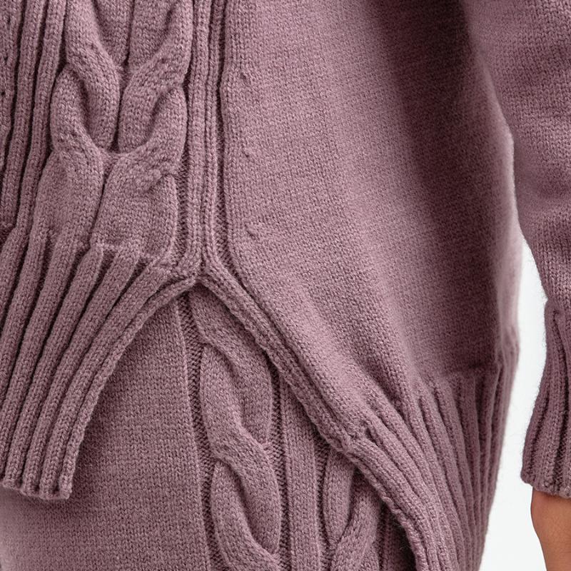 Laid-back Loose Pullover Sweater Set for Women's Autumn and Winter, Simple Wide-leg Pants, Stylish Knitted V-neck Two Sets