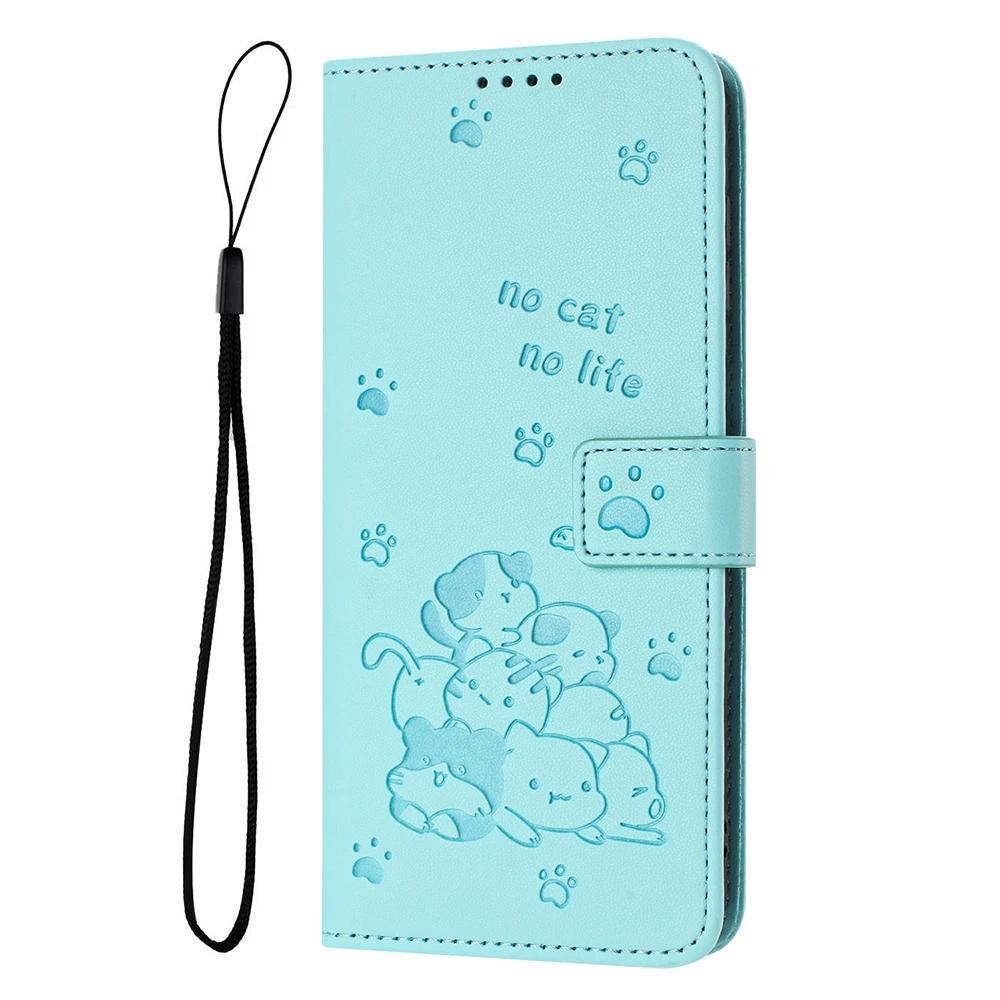 Curte Cat Leather Wallet Cover Case For Samsung Galaxy S25 S24 A06 A14 A15 A16 A23 A24 A25 A33 A34 A35 A36 A53 A54 A55 A56 M35