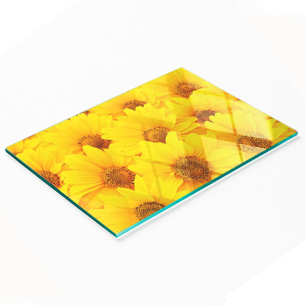 Kitchen Multifunctional Decorative Tempered Glass Board Sunflowers 80X52 Cm