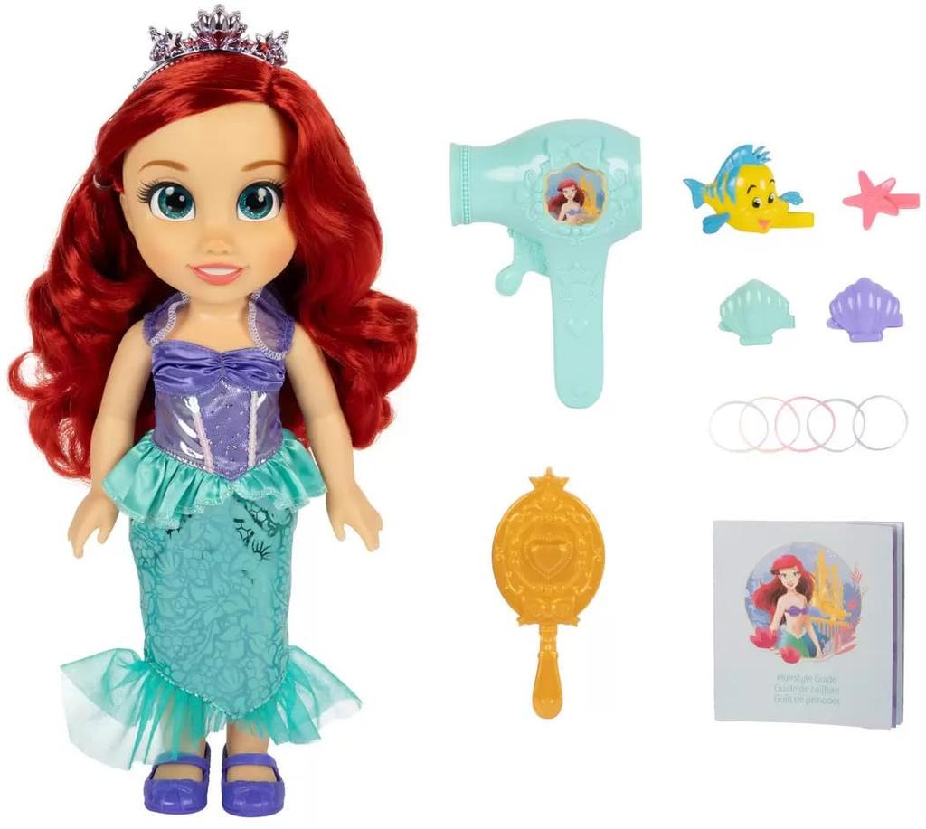 Disney Princess Frozen Hair Care Set 1784991 Toddler Doll Hair Dryer Hair Brush Accessories Hair Styling (Ariel)