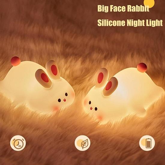 Kinder Niedliches Kleines Kaninchen Nachtlicht Touch Silikon Tier Nachtlampe Wiederaufladbare LED Nachttischlampe Für Kinderzimmer Ideales Geschenk