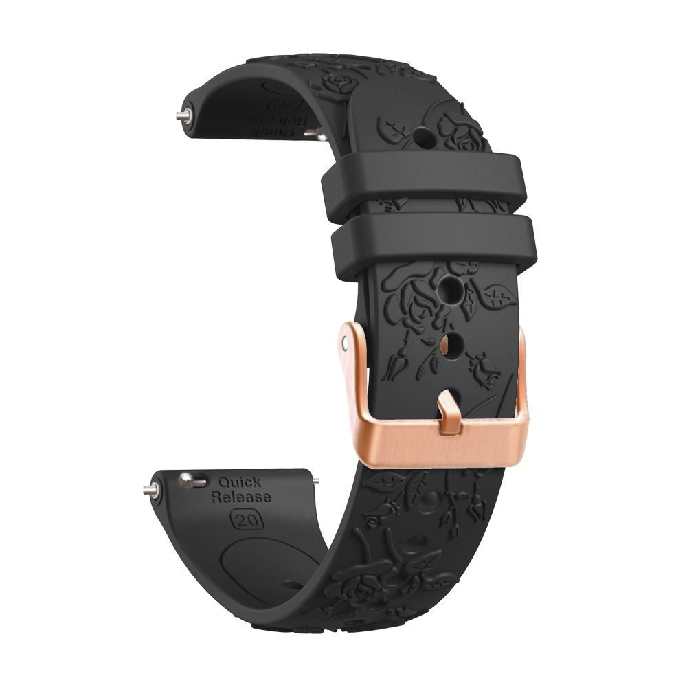 

20 мм рельефный розовый ремешок для Huawei Watch GT 3 2 GT2 42 мм GT3 Pro 43 мм силиконовый ремешок для Samsung Galaxy 7 6 5 4 40 мм 44 мм браслет For Huawei GT3 42mm чёрный