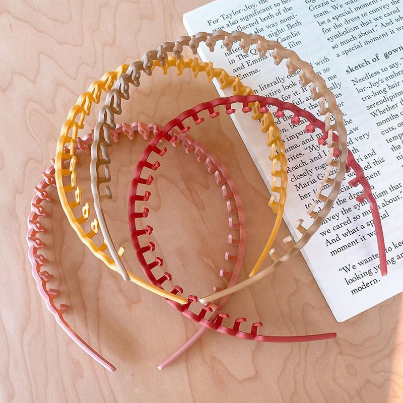 Women Simple Colorful Matte Toothed Hairbands Broken Hair Finishing Headband Outdoor Hair Hoop Headwear  Hair Accessories