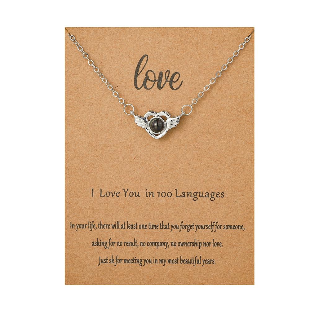 Christmas Swan Elk Love Language I Love You Projection Necklace Pendant Clavicle Chain