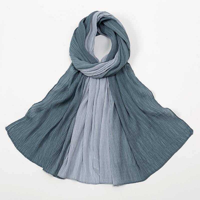 Tie-dyed Pleated Cotton Hijab Scarf Women Muslim Shawls Elastic Headscarf Wraps Islamic Headband Turban Bufandas Bandana Foulard