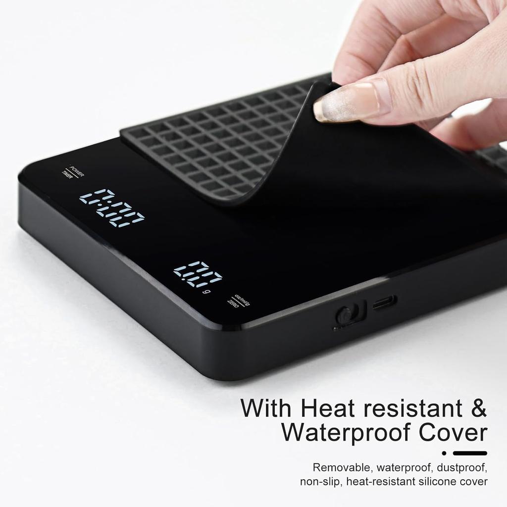 Digital Coffee Scale with Timer,Espresso Scale,Type-C Recharge Coffee Scale for Pour Over and Drip Coffee, 3kg/0.1g Espresso Scale with Tare