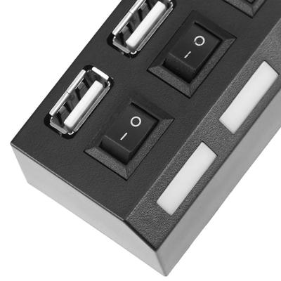 JDL A7 HUB USB-Hub 7 Ports USB 2.0 Unabhängiger Schalter Anzeige High Speed Ultra Slim Splitter Hub mit USB-Kabel für